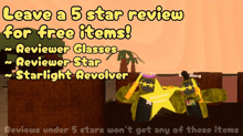 leave a 5 star review for free items including reviewer glasses reviewer star starlight revolver