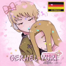 a drawing of a boy and a girl with the word gerhel yuri on the bottom
