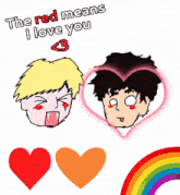 the red means i love you is written on a drawing