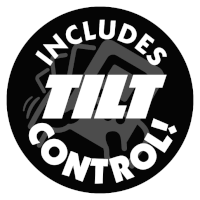 a sticker that says " includes tilt control " on it