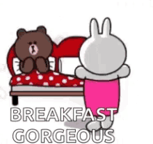 Brown And Cony Breakfast Gorgeous GIF - Brown And Cony Breakfast Gorgeous Hey GIFs