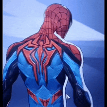 a close up of the back of a spiderman