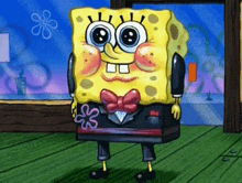 spongebob wearing a tuxedo and a bow tie