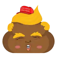 a cartoon drawing of donald trump with a make america great again hat on