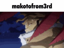 a picture of hawks from my hero academia with the words makotofrom3rd above him