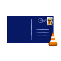 a postcard that says happy labor day next to a traffic cone