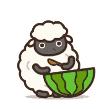吃瓜 GIF - Sheep Eating Watermelon GIFs