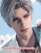 a picture of a man with the words good night sweetie on the bottom