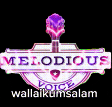 a logo for melodious voice with a guitar head