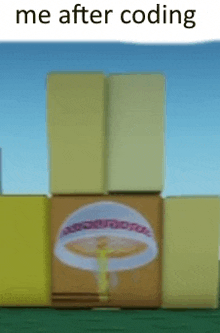 a picture of a building with the words me after coding
