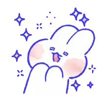 a cartoon drawing of a bunny with sparkles around it