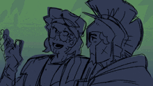 a drawing of a statue of liberty talking to another statue of liberty