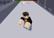 a cartoon character is holding a gun in a video game