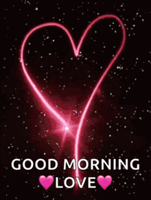a good morning love greeting card with a pink heart