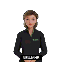 a cartoon woman wearing a simax jacket is talking