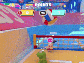 a volleyball game is being played on a computer screen and the score is 1 to 0