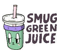 Smug Green Juice Sticker - Food Party Smug Green Juice Sad Stickers