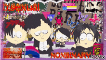 a collage of cartoon characters with the word nonbinary on the bottom right