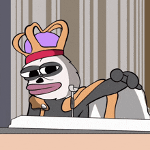 a cartoon of a panda wearing a crown and sunglasses