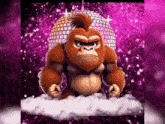 a cartoon gorilla with a disco ball behind him