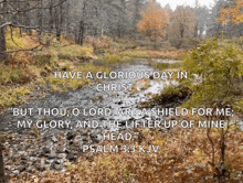 a picture of a river with a quote from psalm 3