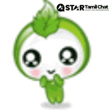 a star tamil chat logo with a cartoon character