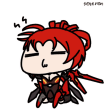 a drawing of a girl with red hair and the word seeren on the bottom right