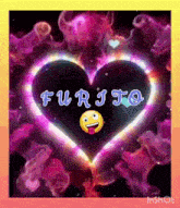 a purple heart with the name furio written on it