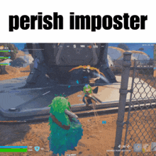 a screenshot of a video game with the words perish imposter at the top
