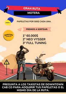 an advertisement for gran ruta motera shows a motorcycle