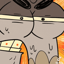a close up of a cartoon character with a tiktok logo on the bottom right