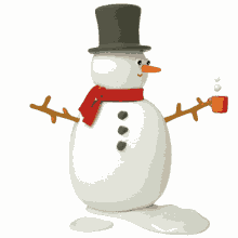 christmas cheer snowman melting hot cocoa puddle