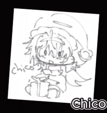 a drawing of a girl with the name chico written below it