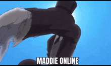a cartoon drawing of a person with the words maddie online above them
