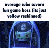 buzz lightyear from toy story sits in a spaceship