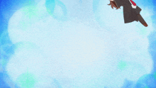 a little girl in a black dress is floating in the air