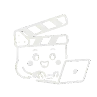 a drawing of a movie clapper board with a smiling face on it