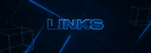 a dark blue background with the word links in blue letters