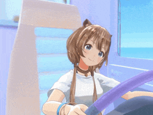 a girl with a cat ear on her head is smiling