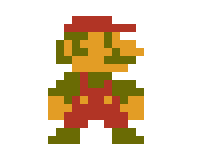 a pixel art drawing of a duck with a red hat