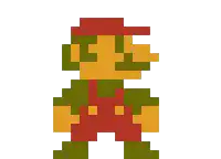 a pixel art drawing of a duck with a red hat
