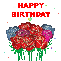 a birthday card with a bunch of flowers and the words happy birthday