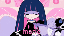 a cartoon of a girl with the name marie on the bottom right