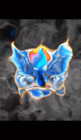 a painting of a blue and orange butterfly on a dark background