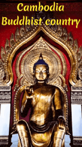 a statue of a buddha with the words cambodia buddhist country