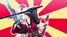 a cartoon of a girl holding a sword in her hand