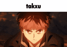 a picture of a man with red hair and the word takxu above him