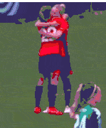 a group of female soccer players hugging each other on the field