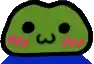 a green frog with a blue shirt on and a smiley face .