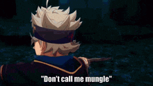 a man in a headband is holding a piece of paper and saying `` don 't call me mugle '' .